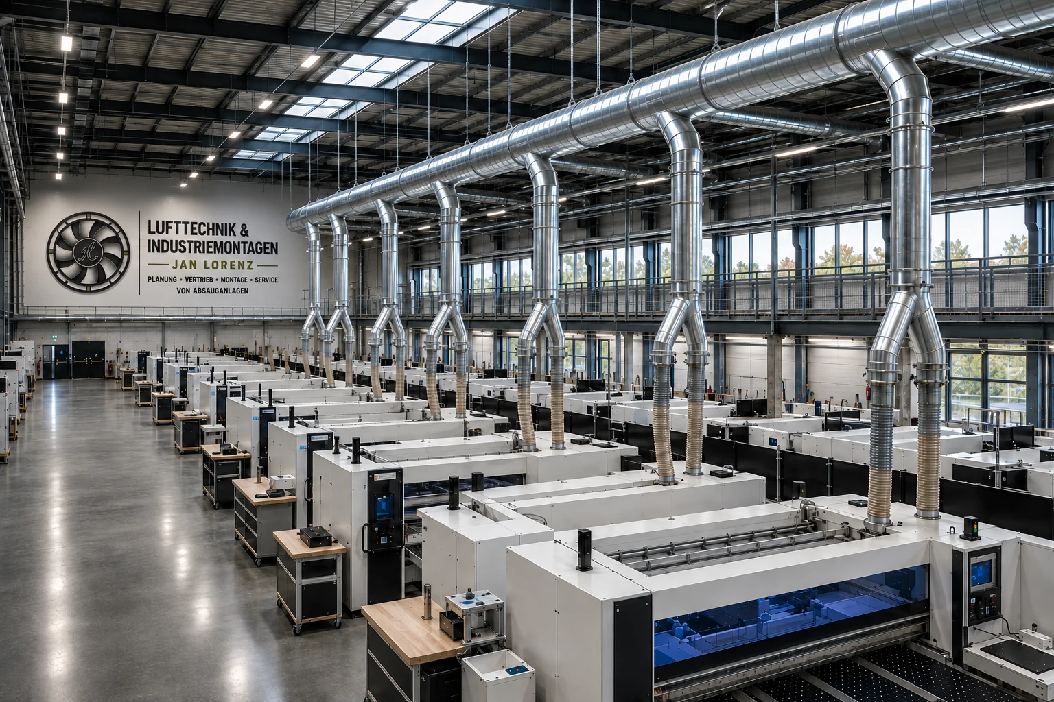 Rohrsystem in einer Industriehalle
